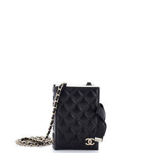 Chanel CC Book Card Holder with Chain Quilted Lambskin